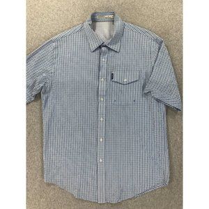 Criquet Breathable Short Sleeve Button Down Shirt‎ (Men's Medium) Blue